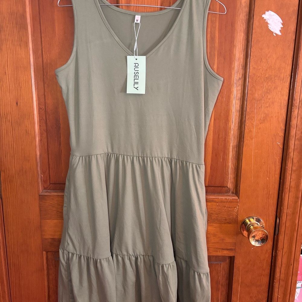 Amazon Sage Green Tank Midi Dress